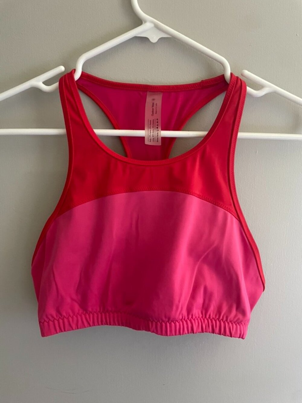 Outdoor Voices Medium Pink Colorblock Racerback‎ Sports Bra Athletic Activewear
